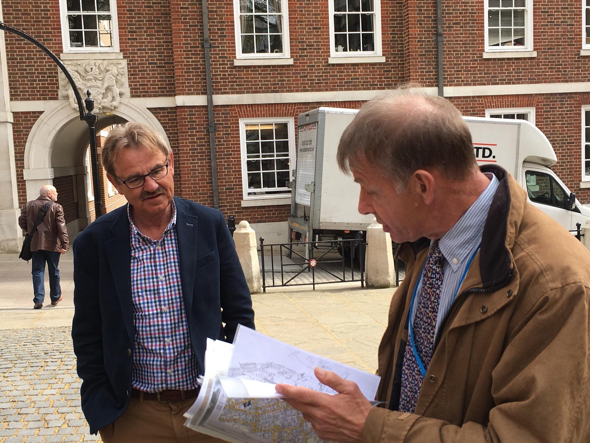 Chris Rhodes guiding a client on a London walking tour